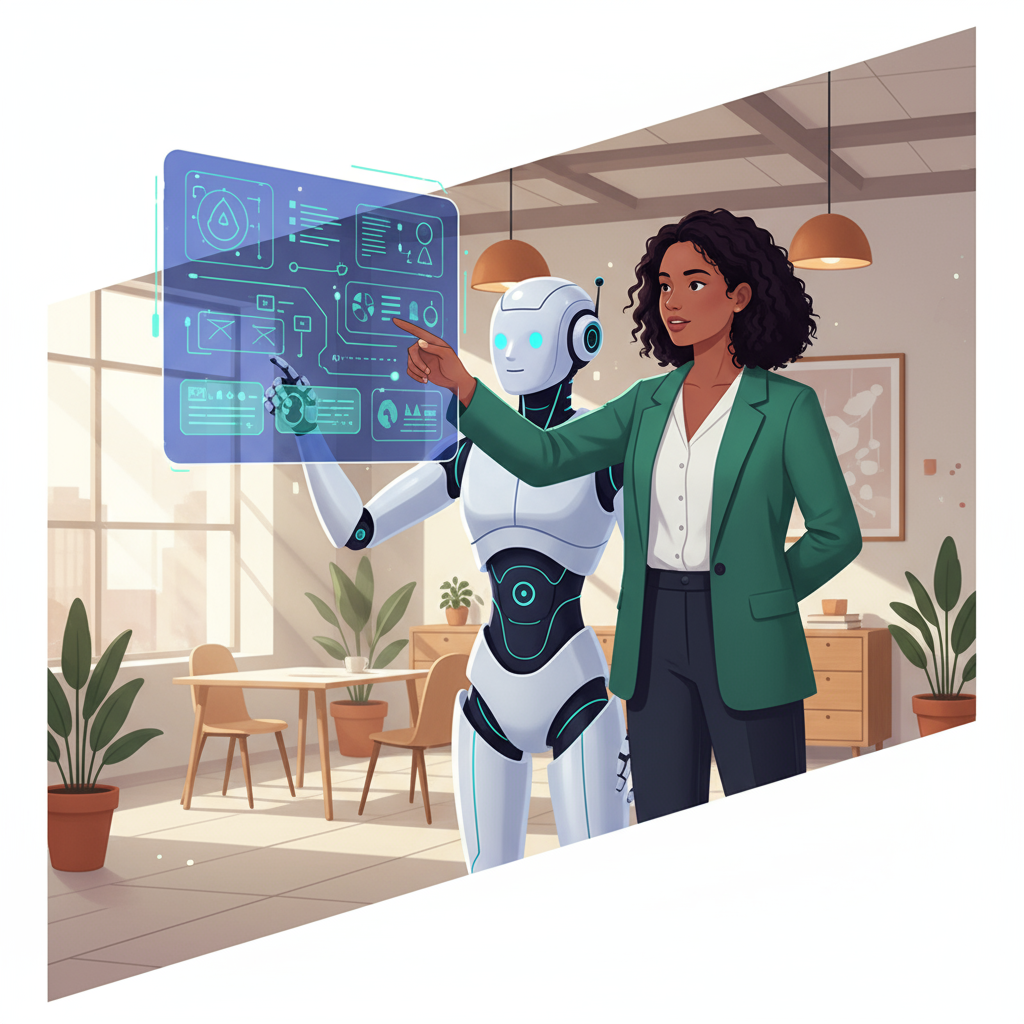 Person collaborating with AI robot